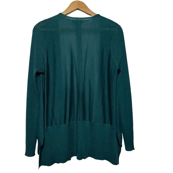 Eileen Fisher 100% Merino Wool Forest Green Open Front Cardigan Sz Petite Medium - Picture 3 of 11